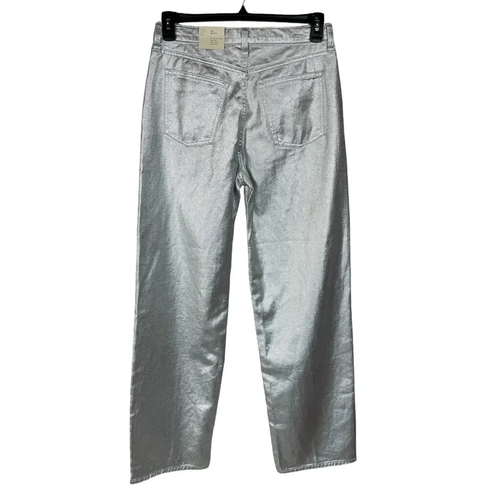 Universal Thread SZ 4R 90's Baggy Jeans Shiny Silver Hi-Rise 100% Cotton New - Picture 4 of 11